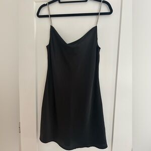 Cowl Neck Black Slip Dress with Diamanté Straps